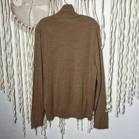 Men’s Adolfo Dominguez Tan Merino Wool Turtleneck Sweater Size Large - Picture 4 of 11